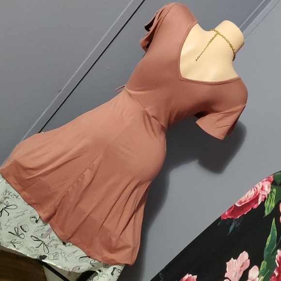 Stunning Creamy Musk Faux Wrap Top Dress - Picture 5 of 8